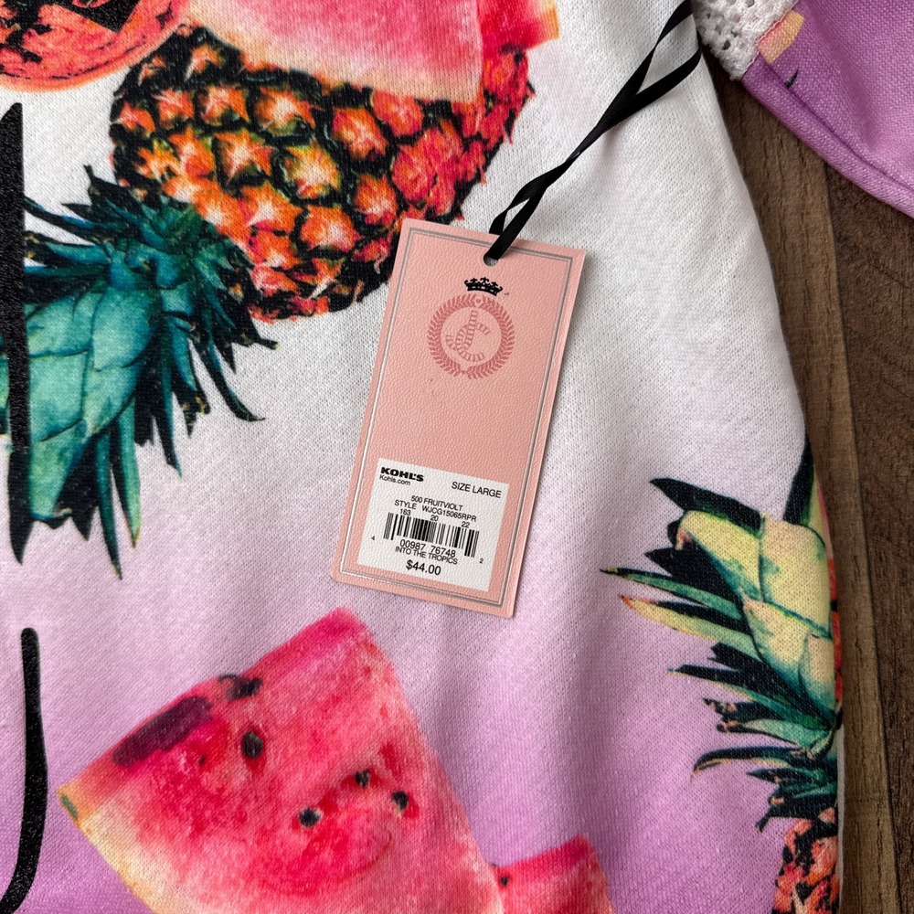 Juicy Couture Sweatshirt Top Pineapple Watermelon Short Sleeve Womens Large - Picture 5 of 10